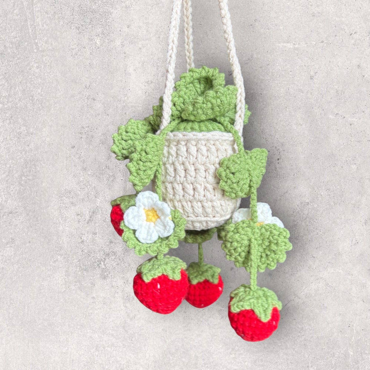 Crochet Hanging Strawberry Plant