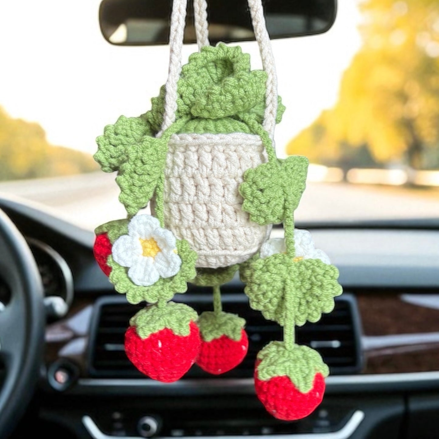 Crochet Hanging Strawberry Plant