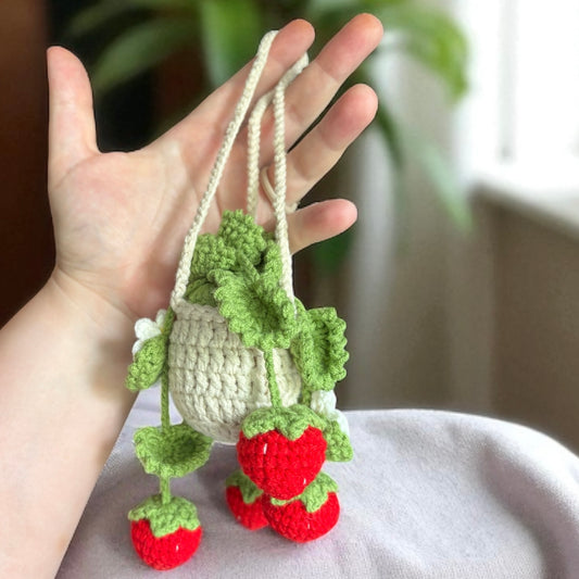 Crochet Hanging Strawberry Plant